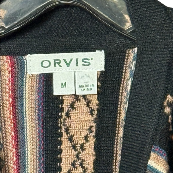Orvis Wool Blend Southwestern Aztec Cardigan Sweater Multicolor M - Picture 3 of 9